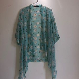 Blue-green Floral Kimono